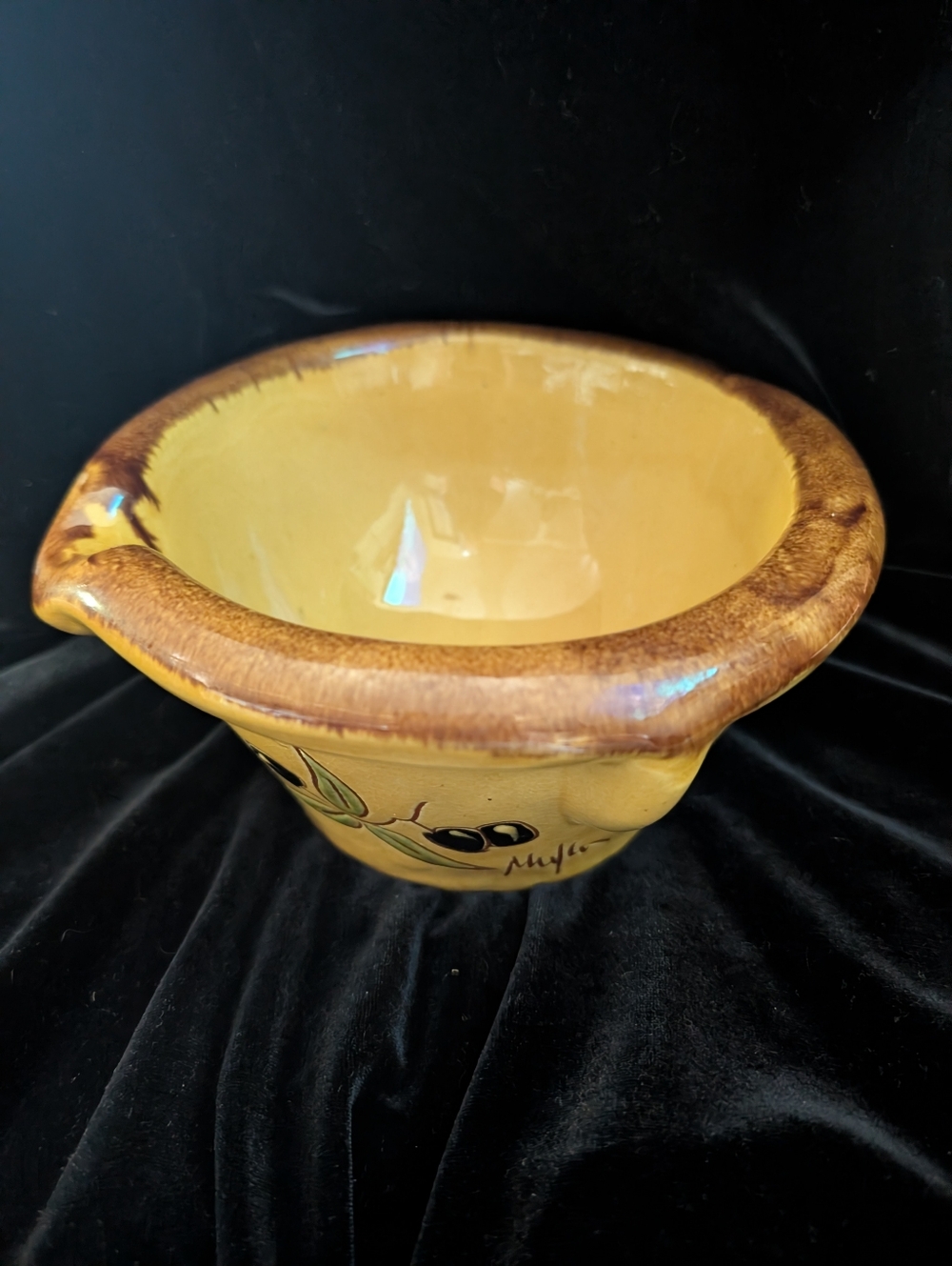 Nicoise Olive/Coursange Yellow and Brown Ceramic Mixing Bowl - Brand Unspecified